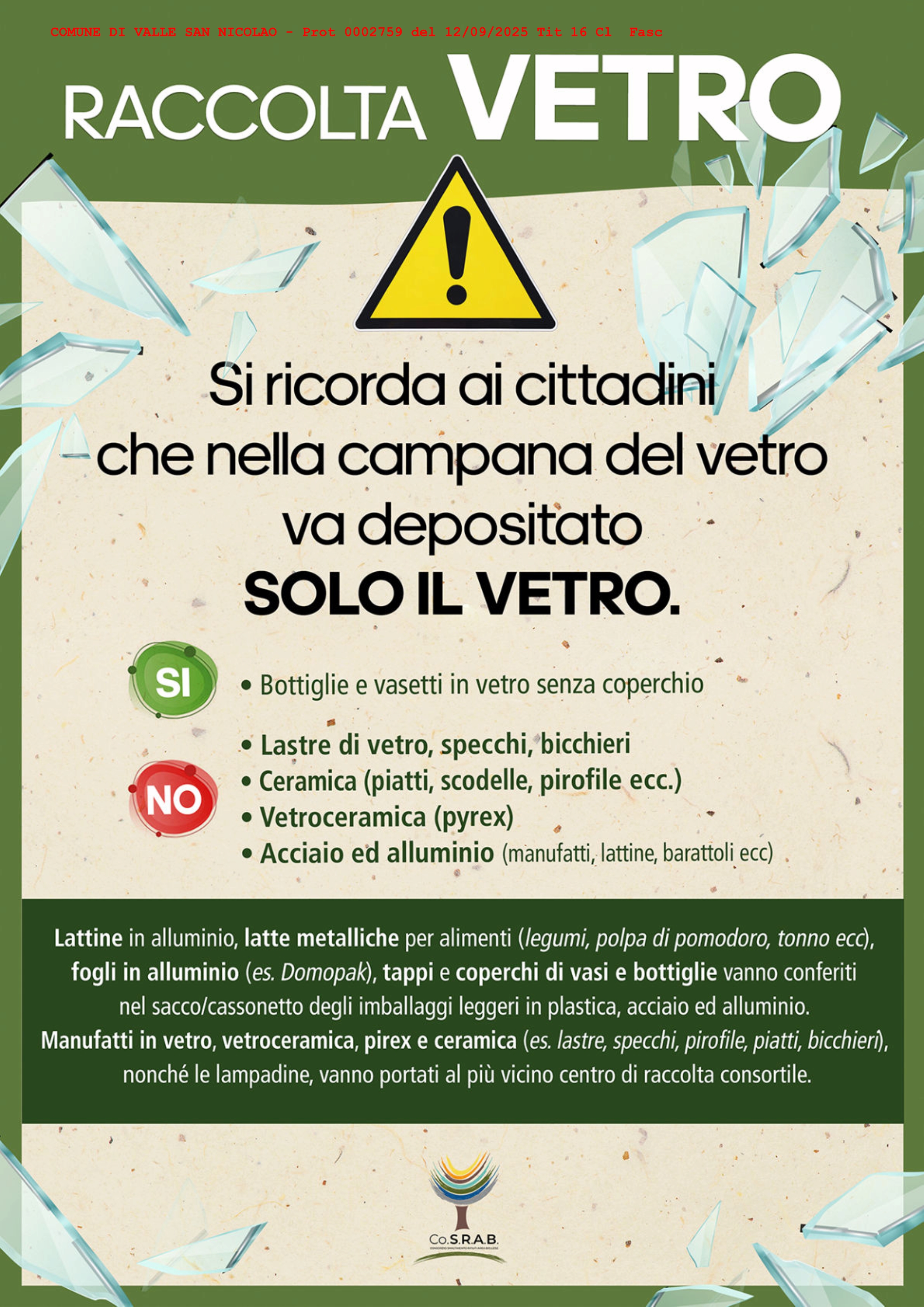 Corretta differenziazione imballaggi in vetro